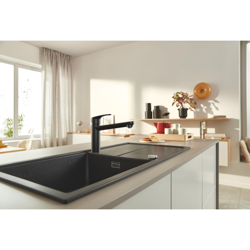 Смеситель однорычажный для мойки Grohe Eurosmar горизонтальный, черный (304632430) фото 4