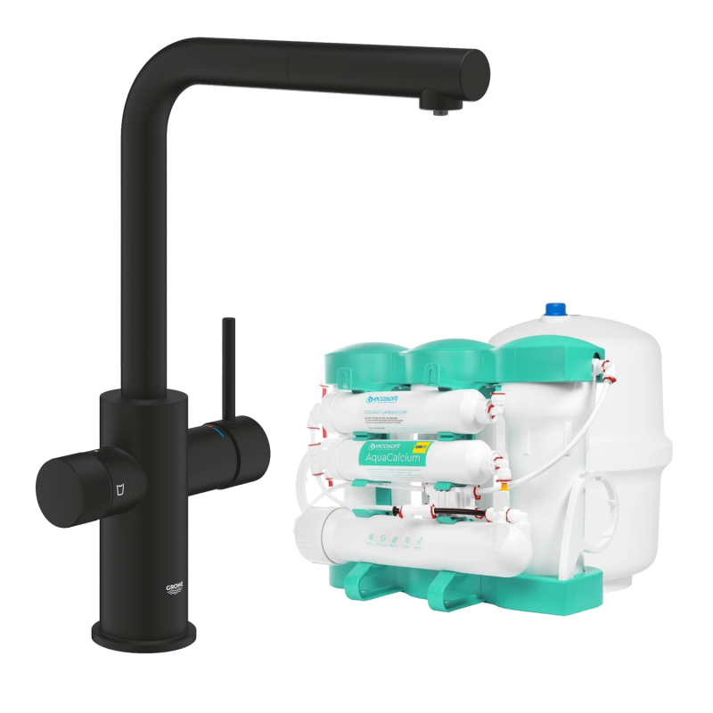 Смеситель с фильтром обратного осмоса Grohe Blue Pure Minta Ecosoft P'URE AQUACALCIUM Mint, черный (MO67530590KF) фото 1
