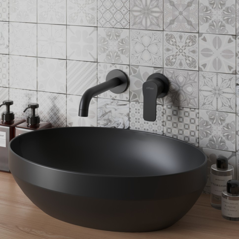 Decus Раковина овальна на стільницю 50*35 см, чорний матовий фото 3