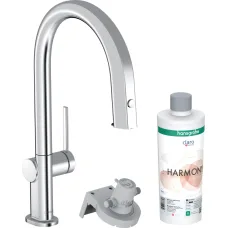 Aqittura M91 FilterSystems 210 1jet Смеситель кухонный с выдвижным изливом + фильтр, хром