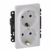 Розетка зі шторками подвійна Schuko Legrand Valena LIFE, 16А, 250V, автоматичні клеми, білий