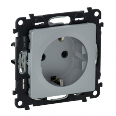 Розетка Schuko Legrand Valena LIFE, 16А, 250V, автоматичні клеми, алюміній