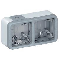 Коробка 2 пости для накладного монтажу Legrand Plexo, горизонтальна, ІР55, ІК07, сірий