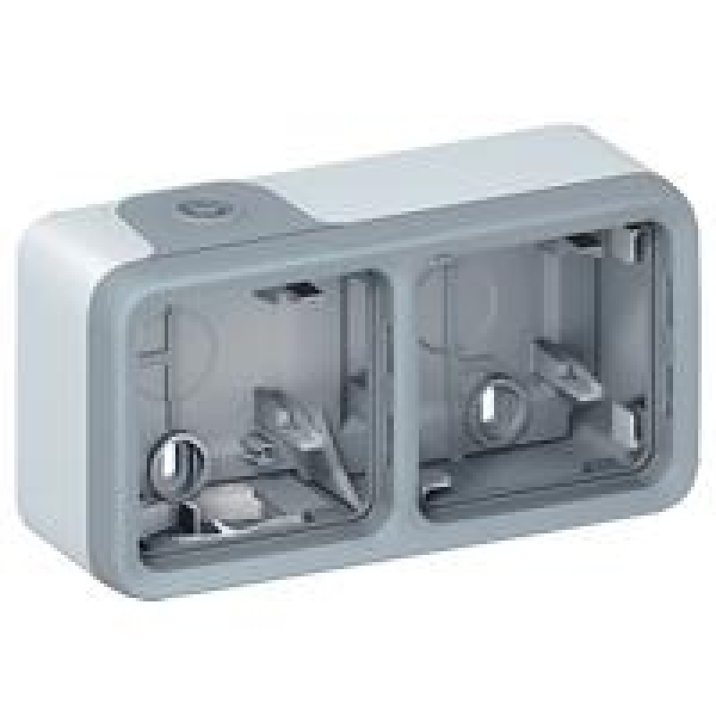 Коробка 2 пости для накладного монтажу Legrand Plexo, горизонтальна, ІР55, ІК07, сірий фото 1