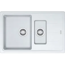 Мийка кухонна Franke Basis, фраграніт, прямокутник, з крилом, 780х500х200мм, чаша - 2, накладна, BFG 651-78, білий