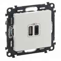 Розетка USB-A+USB-С Legrand Valena LIFE, 3А, 5V, білий