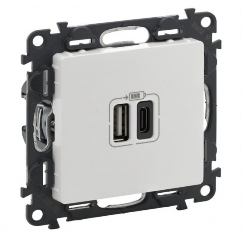 Розетка USB-A+USB-С Legrand Valena LIFE, 3А, 5V, белый фото 1