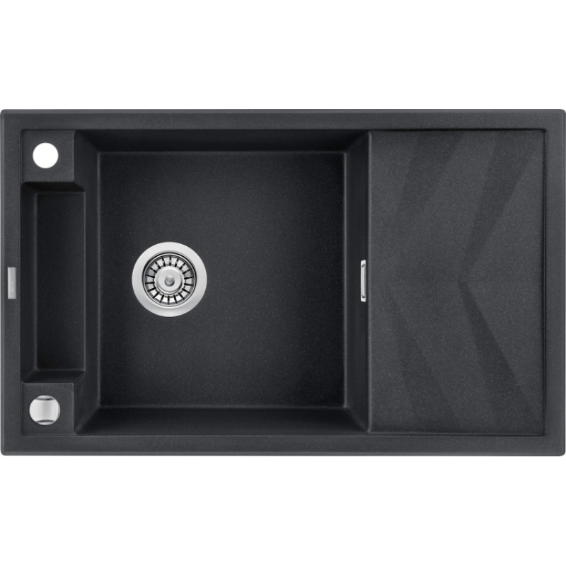 Мойка кухонная Deante Magnetic, гранит, прямоугольник, с крылом, 820х500х219мм, чаша – 1, накладная, металлический графит. фото 1