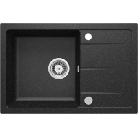 Мойка кухонная Deante Leda, гранит, прямоугольник, с крылом, 670х440х164мм, чаша – 1, накладная, графит