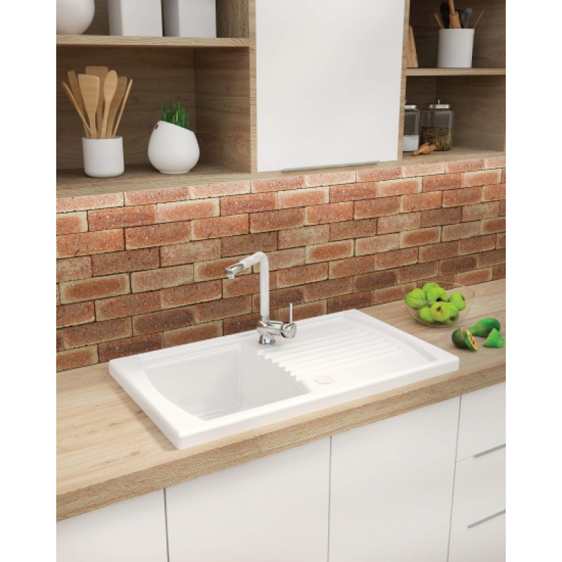 Смеситель для кухни Deante Aster, длина излива - 209мм, вытяжной, 1рычаг, хром-белый фото 5