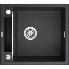 Мойка кухонная Deante Magnetic, гранит, квадрат, без крыла, 560х500х219мм, чаша – 1, накладная, металлический графит