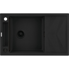 Мойка кухонная Deante Magnetic, гранит, прямоугольная, с крылом, 820х500х219мм, чаша - 1, накладная, черный матовый