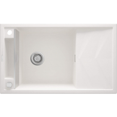 Мойка кухонная Deante Magnetic, гранит, прямоугольная, с крылом, 820х500х219мм, чаша - 1, накладная, алебастр
