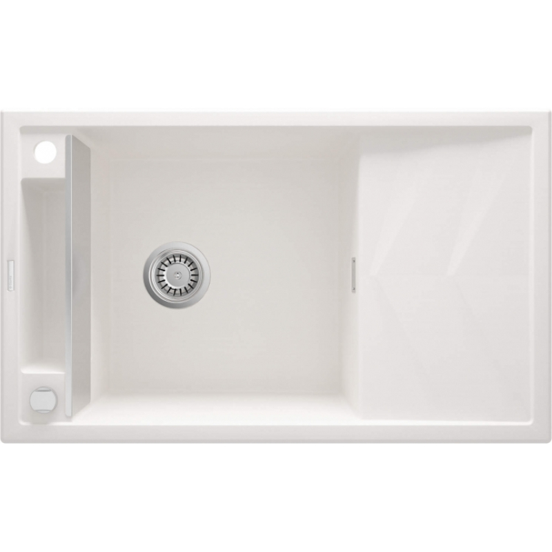 Мойка кухонная Deante Magnetic, гранит, прямоугольная, с крылом, 820х500х219мм, чаша - 1, накладная, алебастр фото 1