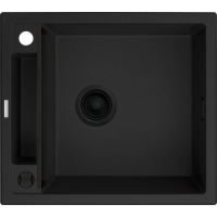 Мойка кухонная Deante Magnetic, гранит, квадрат, без крыла, 560х500х219мм, чаша – 1, накладная, черный матовый