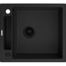 Мойка кухонная Deante Magnetic, гранит, квадрат, без крыла, 560х500х219мм, чаша – 1, накладная, черный матовый