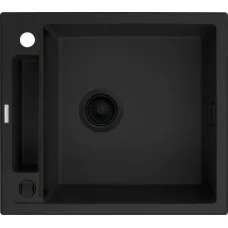 Мийка кухонна Deante Magnetic, граніт, квадрат, без крила, 560х500х219мм, чаша - 1, накладна, чорний матовий