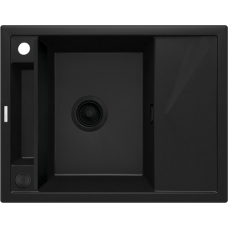 Мойка кухонная Deante Magnetic, гранит, прямоугольная, с крылом, 640х500х219мм, чаша - 1, врезная, черный матовый