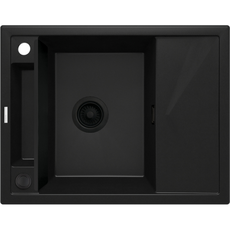 Мойка кухонная Deante Magnetic, гранит, прямоугольная, с крылом, 640х500х219мм, чаша - 1, врезная, черный матовый фото 1