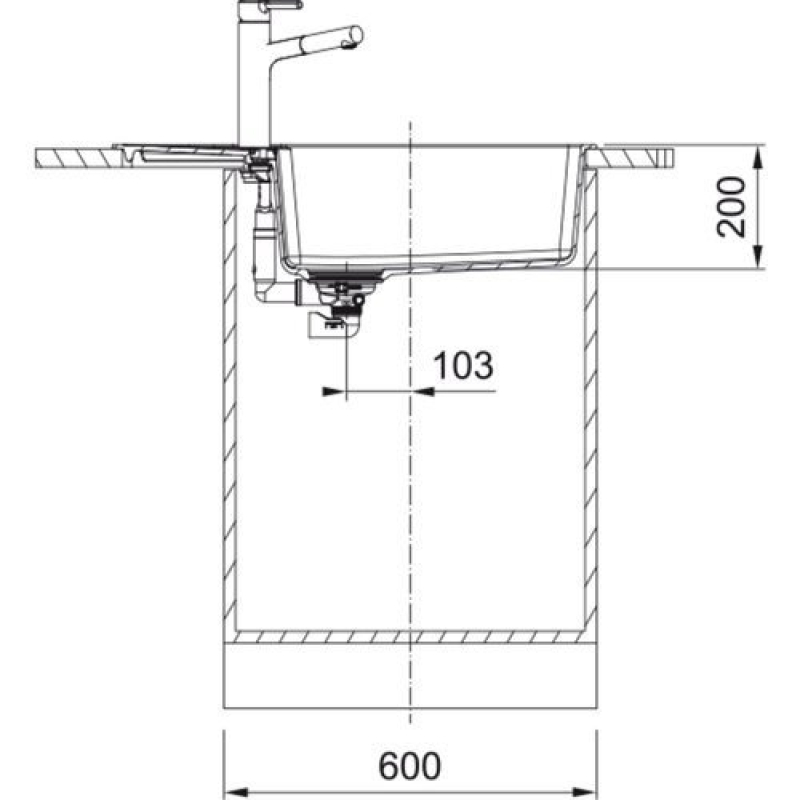 Мойка кухонная Franke Centro, фрагранит, прямоугольник, с крылом, 780х500х200мм, чаша - 1, накладная, CNG 611-78 XL, оникс фото 3