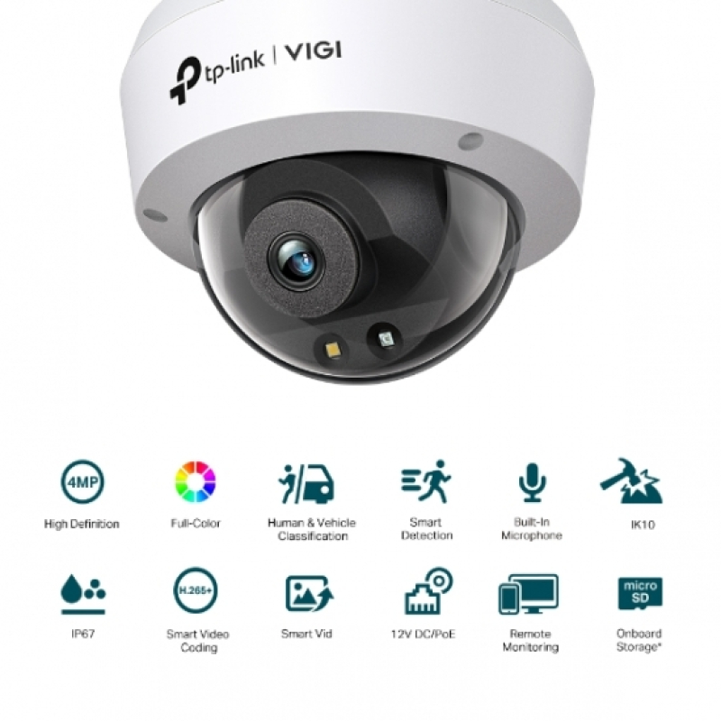 IP-Камера TP-LINK VIGI C240-2.8, PoE, 4Мп, 2,8 мм, H265+, IP66, Turret, кольорове нічне бачення, внутрішня фото 2