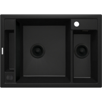 Мийка кухонна Deante Magnetic, граніт, прямокутник, без крила, 690х500х219мм, чаша - 1.5, накладна, черний