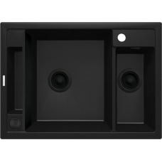 Мойка кухонная Deante Magnetic, гранит, прямоугольник, без крыла, 690х500х219мм, чаша – 1.5, накладная, черный