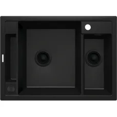 Мийка кухонна Deante Magnetic, граніт, прямокутник, без крила, 690х500х219мм, чаша - 1.5, накладна, черний