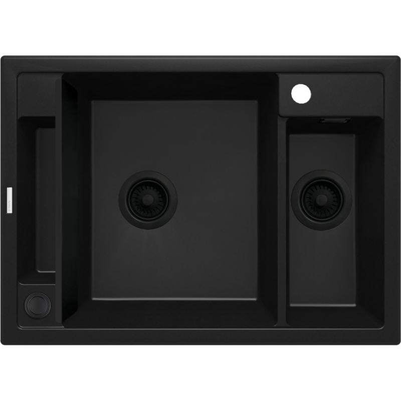 Мойка кухонная Deante Magnetic, гранит, прямоугольник, без крыла, 690х500х219мм, чаша – 1.5, накладная, черный фото 1