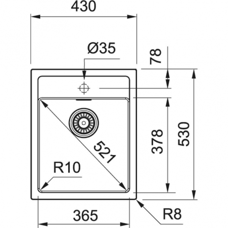 Мийка кухонна Franke Sirius тектонайт, прямокут., без крила, 430х530х200мм, чаша - 1, врізна, бежевий фото 2