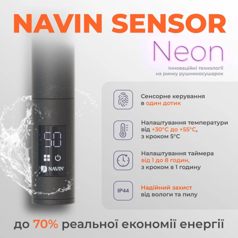 Полотенцесушитель Navin электрический Камелия, 800х480х105мм, таймер-регулятор, сталь, черный муар, правое подключение фото 4