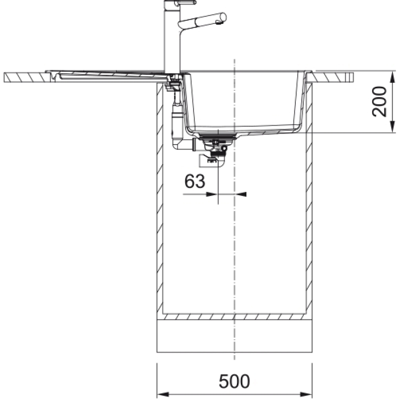 Мойка кухонная Franke Centro, фрагранит, прямоугольник, с крылом, 860х500х200мм, чаша – 1, накладная, CNG 611-86, оникс фото 3