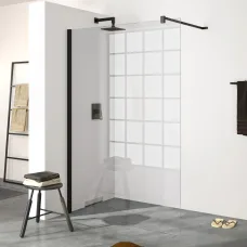 Design pure Душевая перегородка Walk-in, 900*2000 мм, стекло 8 мм прозрачное/Anti-Plaque, Black Edition
