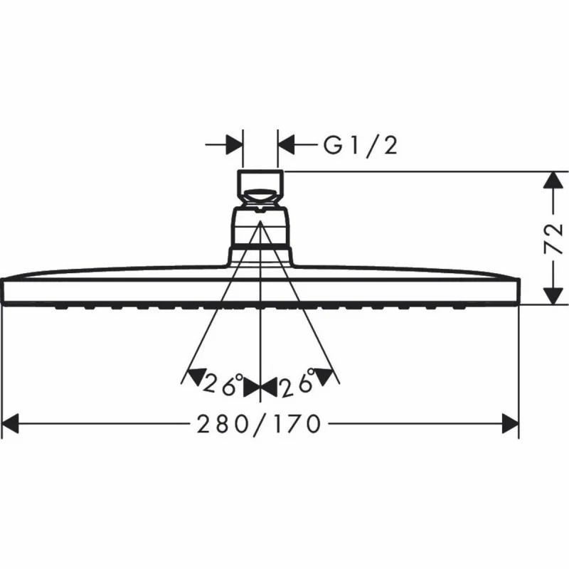 Croma E 280 1jet Верхний душ прямоугольный 280*170 мм, хром фото 5