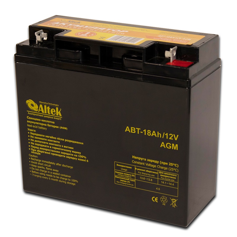 Аккумулятор Altek ABT 18Аh 12V AGM фото 1