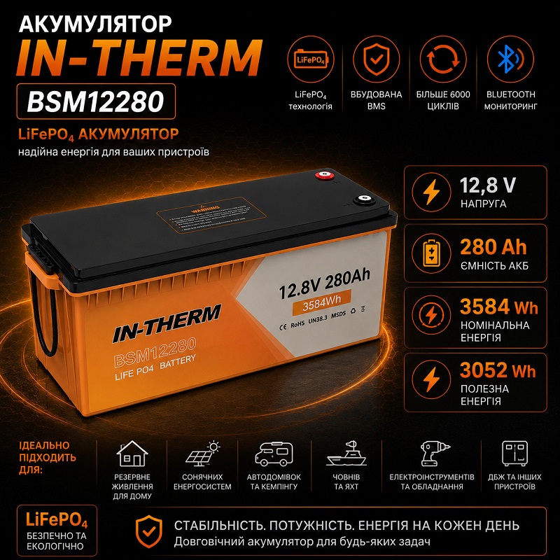 Аккумулятор In-therm/Bluesun BSM 12.8 V 280 Ah фото 2