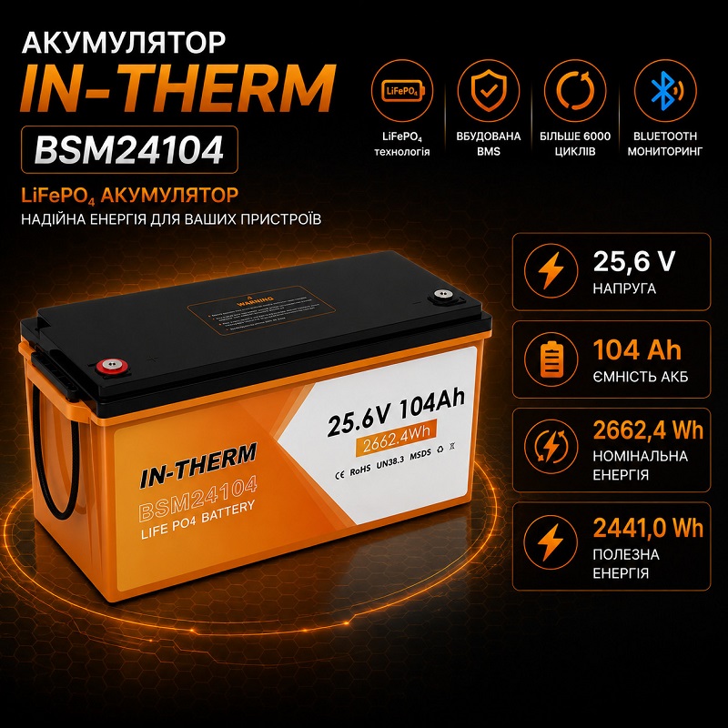 Аккумулятор In-therm/Bluesun BSM 25.6 V 104 Ah фото 2