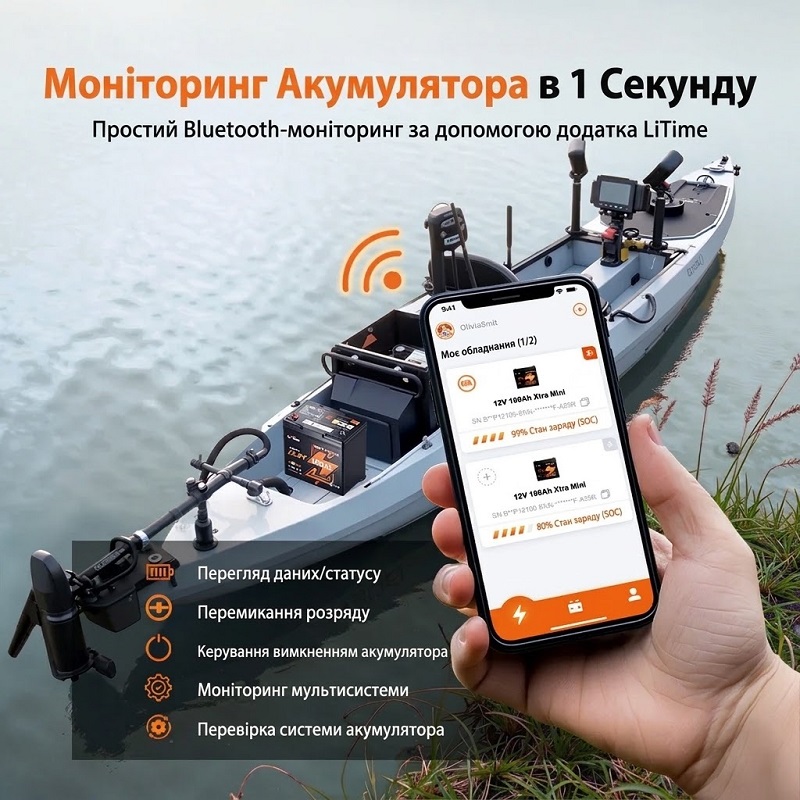 Аккумулятор LiTime LiFePO4 12V 100Ah XtraMini Bluetooth фото 5