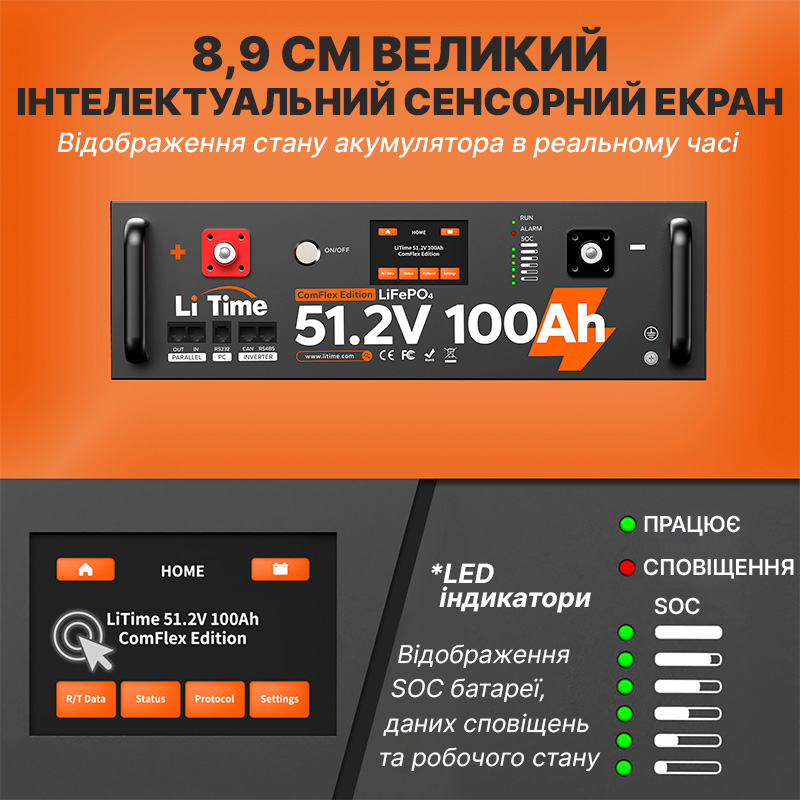 Аккумулятор LiTime LiFePO4 51.2V 100Ah Communication фото 4