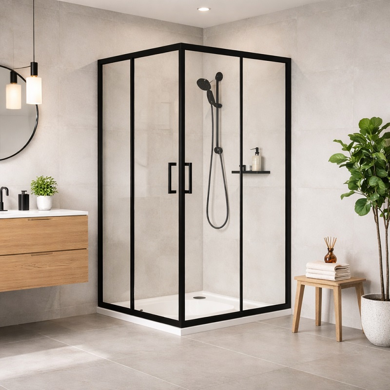 Душевая кабина Ravak X-Point Slim XPSRV2-100 черная Transparent 100 х 100 см фото 1