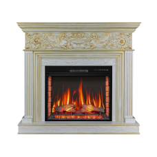 Электрокамин ArtiFlame Residence AF28S белый дуб, патина золото