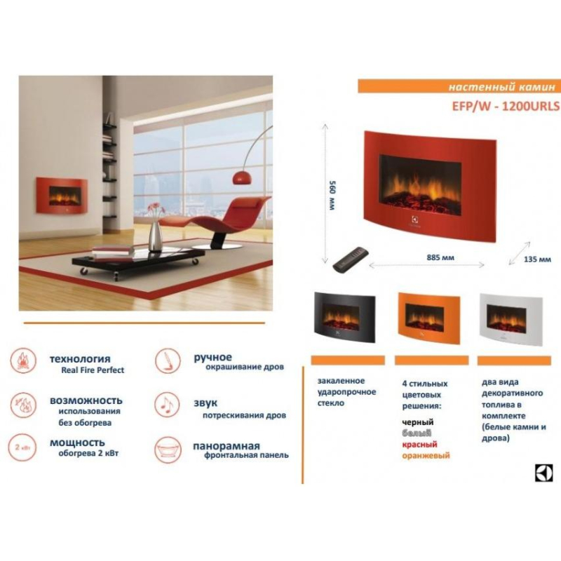 Електрокамін Electrolux EFP/W 1200URLS R фото 4