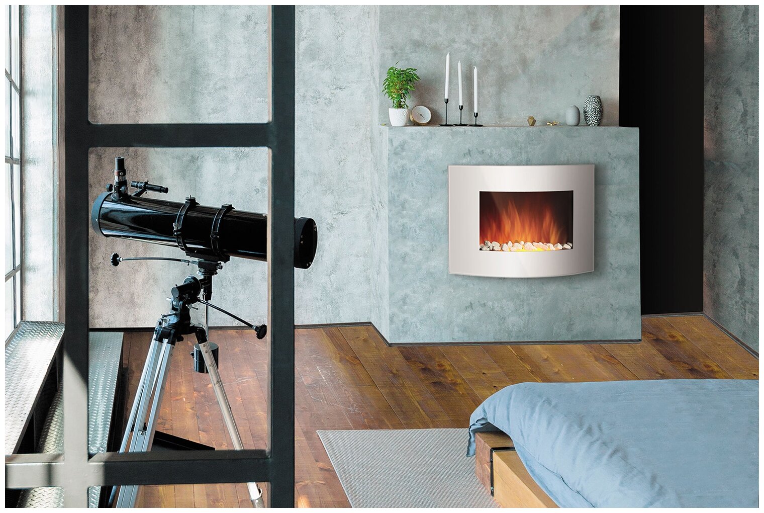 Електричний камін Electrolux EFP/W 1200URLS W в інтер'єрі Електрокамін Electrolux EFP/W 1200URLS W в сучасному інтер'єрі