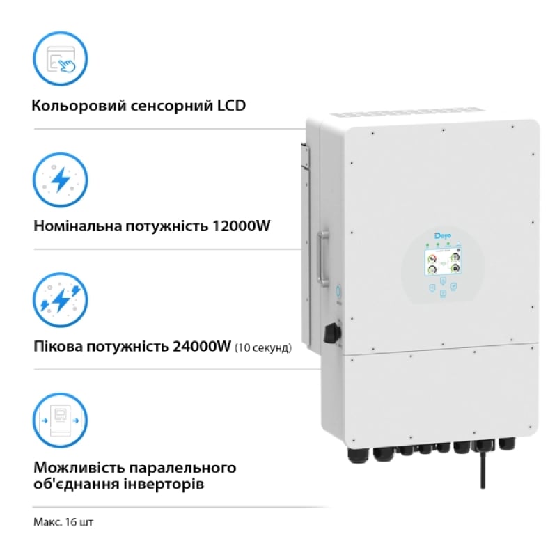 Гибридный инвертор Deye SUN-12K-SG02LP1-EU-AM3 фото 3