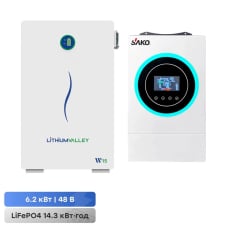Комплект: інвертор SUNON V 6.5KVA/6200W/48V + акумулятор  Lithium Valley W15-5A