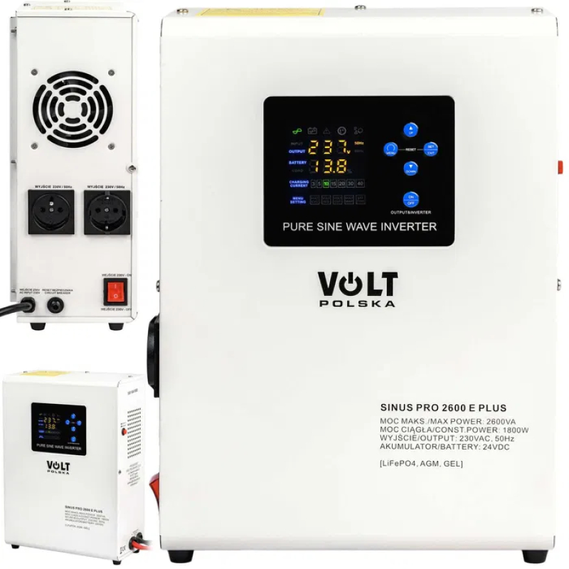 Инвертор Volt Polska Sinus PRO 2600 E PLUS 24/230V (1800/2600W) фото 6