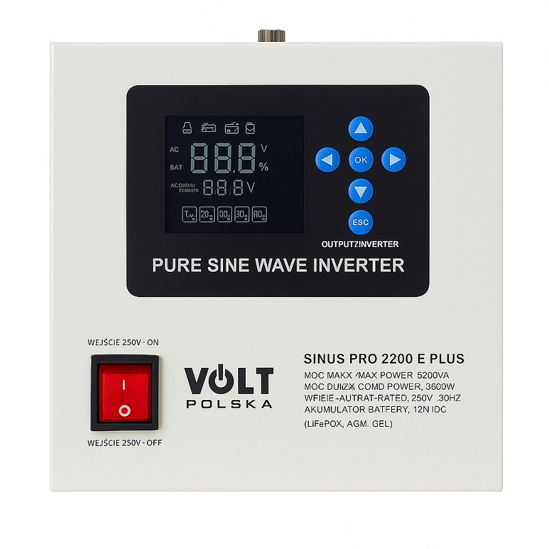 Инвертор Volt Polska Sinus PRO 2200 E PLUS 12/230V (1200/2200 Вт) фото 1