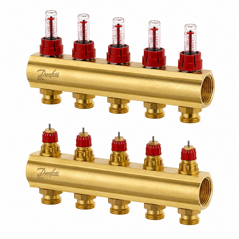 Колектор Danfoss FHF на 5 контурів з витратомірами фото 1