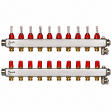 Коллектор Danfoss SSM-F на 10 контуров с ротаметрами