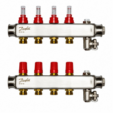 Коллектор Danfoss SSM-F на 4 контура с ротаметрами